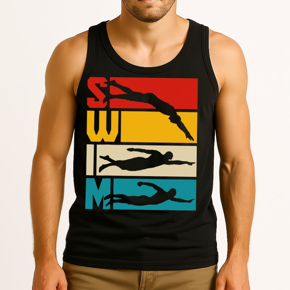 Swim Swimming Vintage Retro Swimmer Tank Top