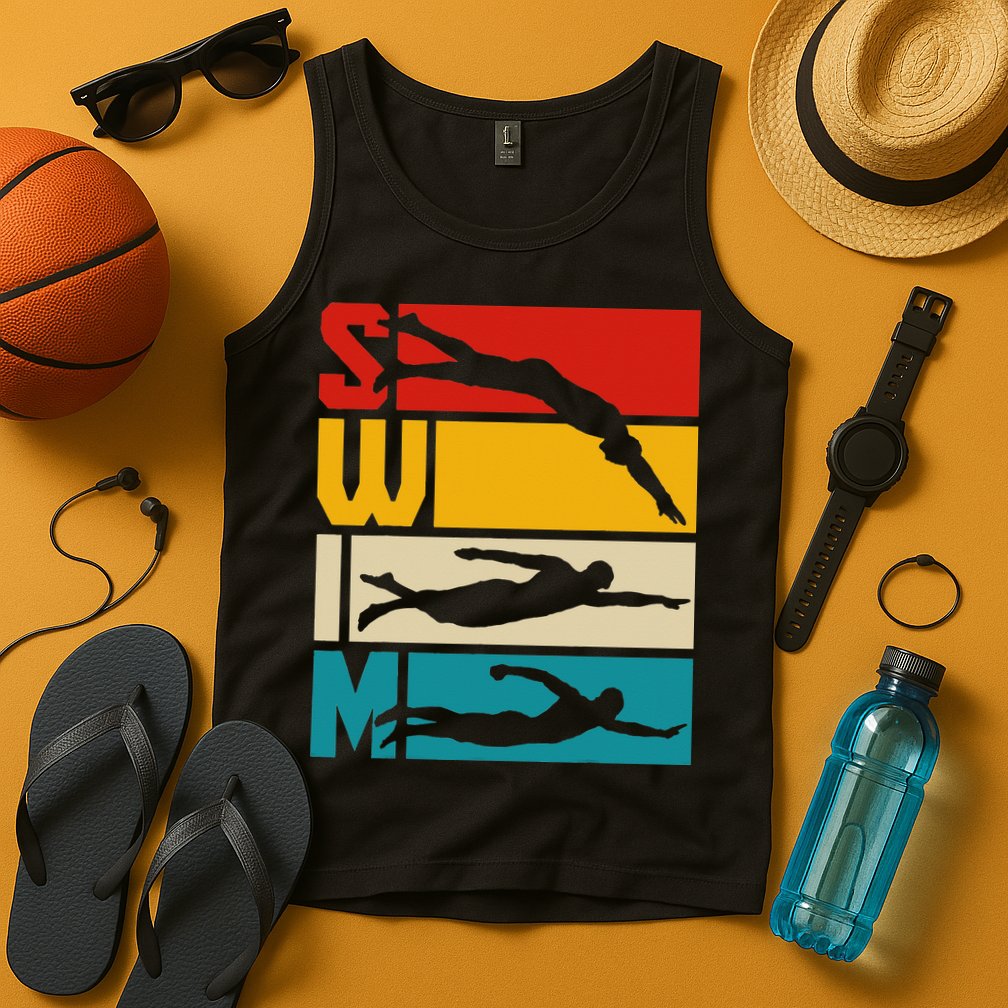 Swim Swimming Vintage Retro Swimmer Tank Top