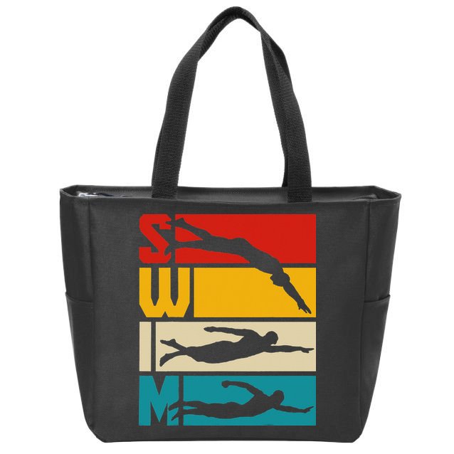 Swim Swimming Vintage Retro Swimmer Zip Tote Bag