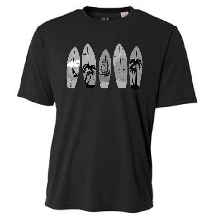 Surfing Surfboard Vintage Classic Retro Surfboarder Surfer Cooling Performance Crew T-Shirt