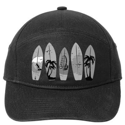 Surfing Surfboard Vintage Classic Retro Surfboarder Surfer 7-Panel Snapback Hat