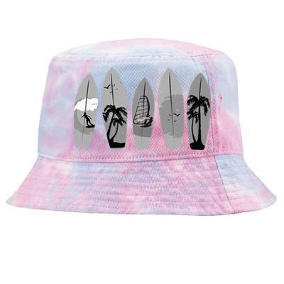 Surfing Surfboard Vintage Classic Retro Surfboarder Surfer Tie-Dyed Bucket Hat