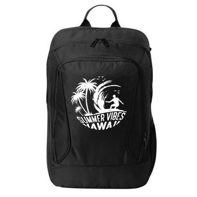 Surfing Summer Vibes Hawaii Surfing Vintage Gift City Backpack