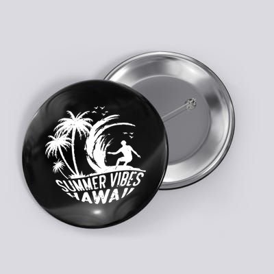 Surfing Summer Vibes Hawaii Surfing Vintage Gift Button
