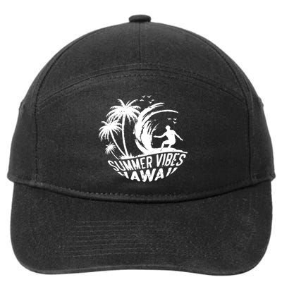 Surfing Summer Vibes Hawaii Surfing Vintage Gift 7-Panel Snapback Hat
