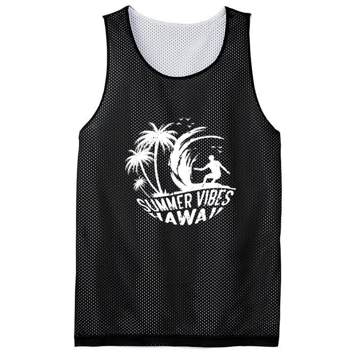 Surfing Summer Vibes Hawaii Surfing Vintage Gift Mesh Reversible Basketball Jersey Tank