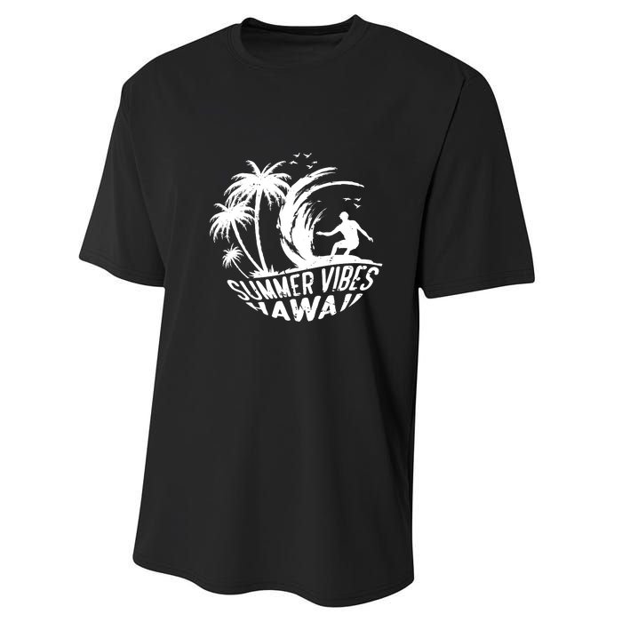 Surfing Summer Vibes Hawaii Surfing Vintage Gift Performance Sprint T-Shirt