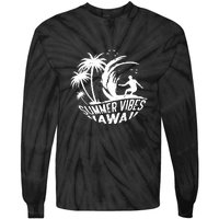 Surfing Summer Vibes Hawaii Surfing Vintage Gift Tie-Dye Long Sleeve Shirt