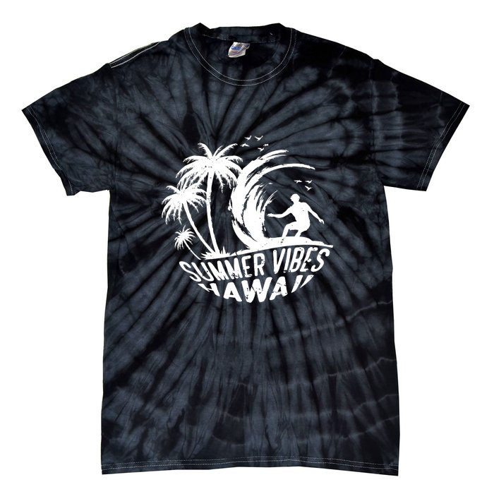 Surfing Summer Vibes Hawaii Surfing Vintage Gift Tie-Dye T-Shirt