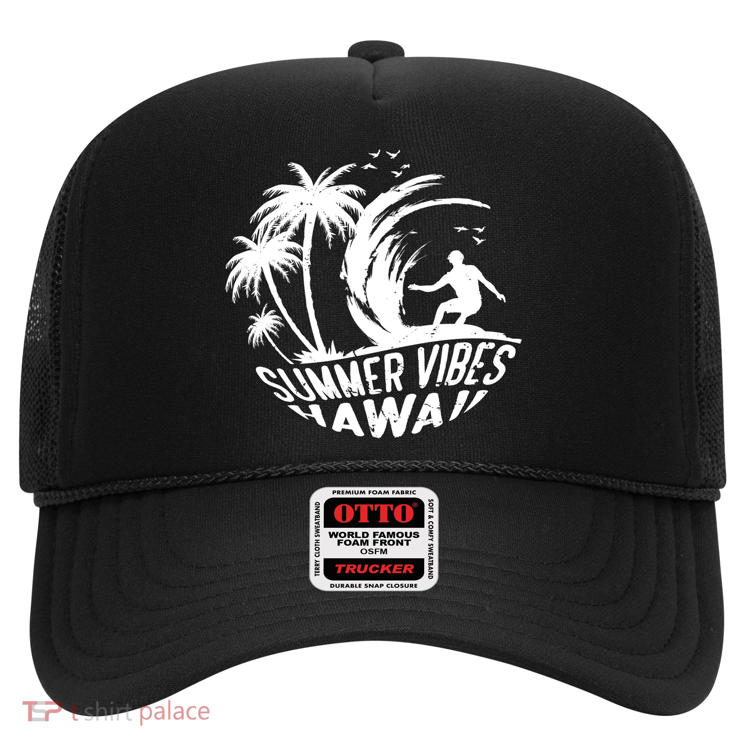 Surfing Summer Vibes Hawaii Surfing Vintage Gift Trucker Hat