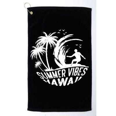 Surfing Summer Vibes Hawaii Surfing Vintage Gift Golf Towel