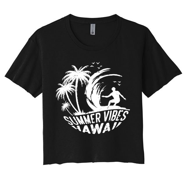 Surfing Summer Vibes Hawaii Surfing Vintage Gift Crop Top