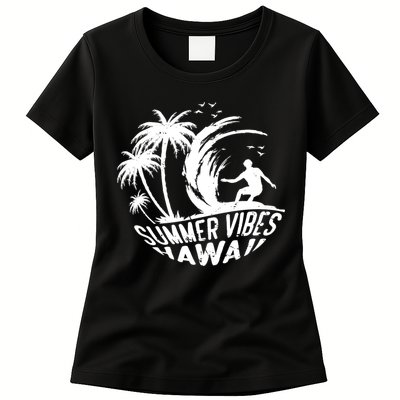 Surfing Summer Vibes Hawaii Surfing Vintage Gift Womens T-Shirt