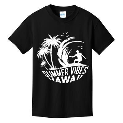 Surfing Summer Vibes Hawaii Surfing Vintage Gift Kids T-Shirt