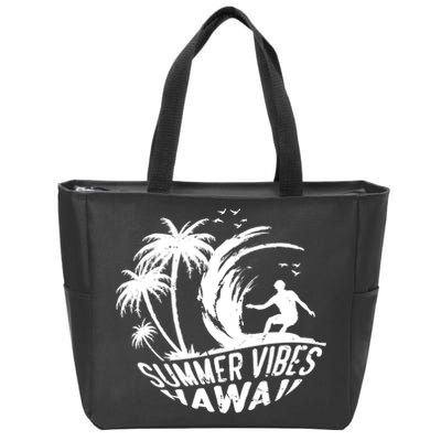 Surfing Summer Vibes Hawaii Surfing Vintage Gift Zip Tote Bag