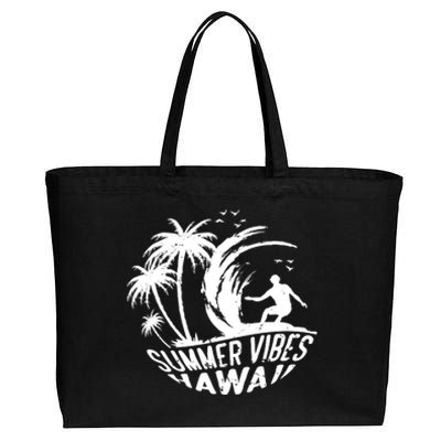 Surfing Summer Vibes Hawaii Surfing Vintage Gift Cotton Canvas Jumbo Tote