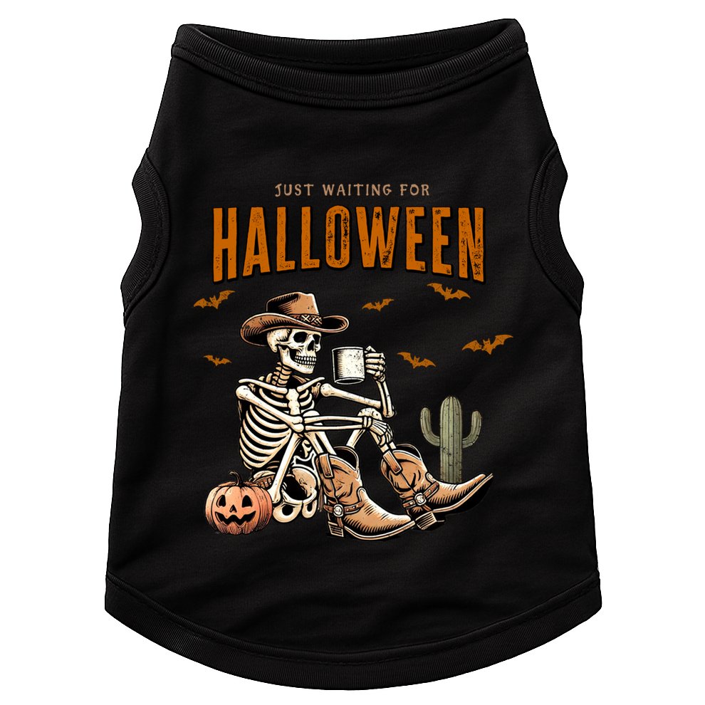 Skeleton Spooky Vibe Summer Funny Just Waiting For Halloween Great Gift Doggie Tank