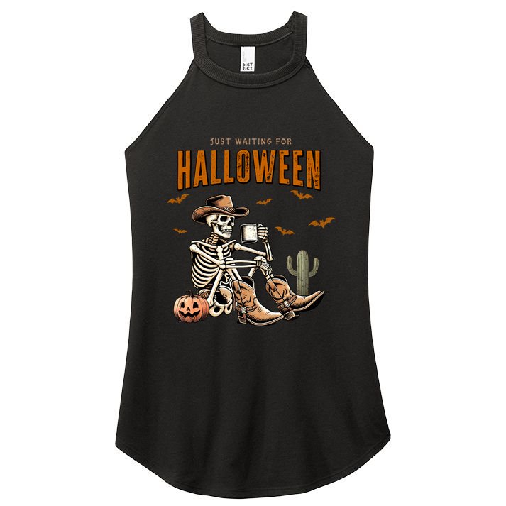 Skeleton Spooky Vibe Summer Funny Just Waiting For Halloween Great Gift Women's Perfect Tri Rocker Tank