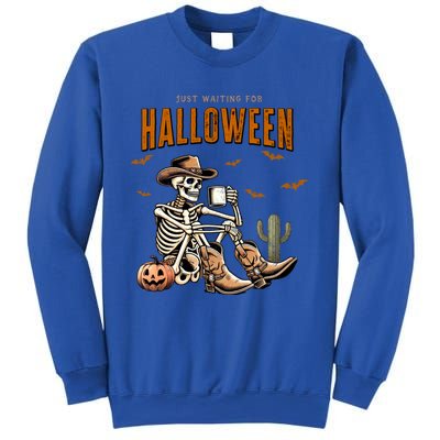 Skeleton Spooky Vibe Summer Funny Just Waiting For Halloween Great Gift Sweatshirt