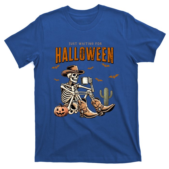 Skeleton Spooky Vibe Summer Funny Just Waiting For Halloween Great Gift T-Shirt