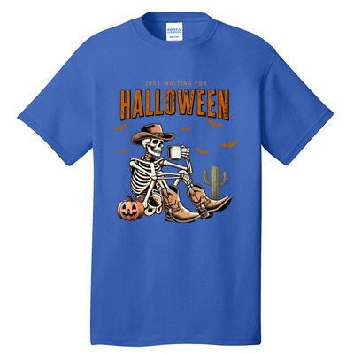 Skeleton Spooky Vibe Summer Funny Just Waiting For Halloween Great Gift Tall T-Shirt