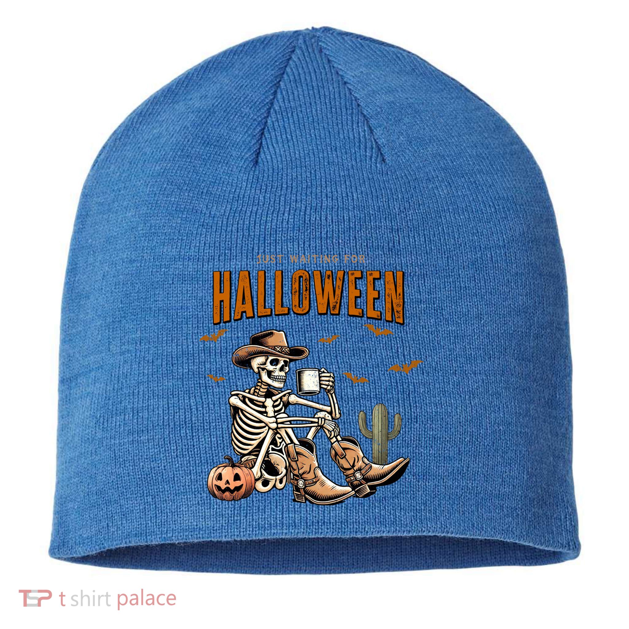 Skeleton Spooky Vibe Summer Funny Just Waiting For Halloween Great Gift Sustainable Beanie