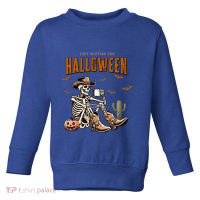 Skeleton Spooky Vibe Summer Funny Just Waiting For Halloween Great Gift Toddler Sweatshirt