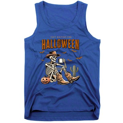 Skeleton Spooky Vibe Summer Funny Just Waiting For Halloween Great Gift Tank Top