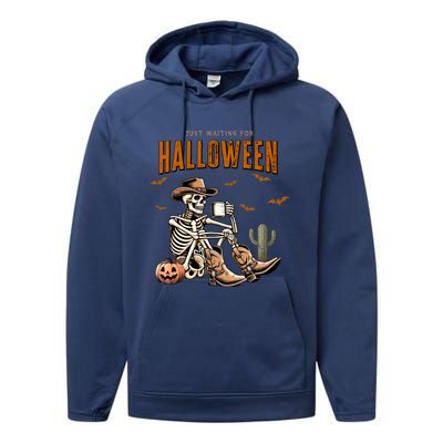 Skeleton Spooky Vibe Summer Funny Just Waiting For Halloween Great Gift Performance Fleece Hoodie