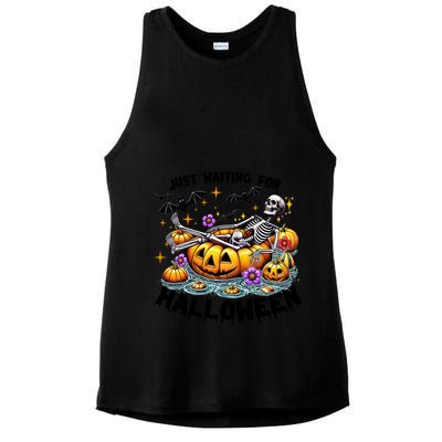 Skeleton Spooky Vibe Summer Funny Just Waiting For Halloween Funny Gift Ladies PosiCharge Tri-Blend Wicking Tank