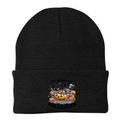 Skeleton Spooky Vibe Summer Funny Just Waiting For Halloween Funny Gift Beanie