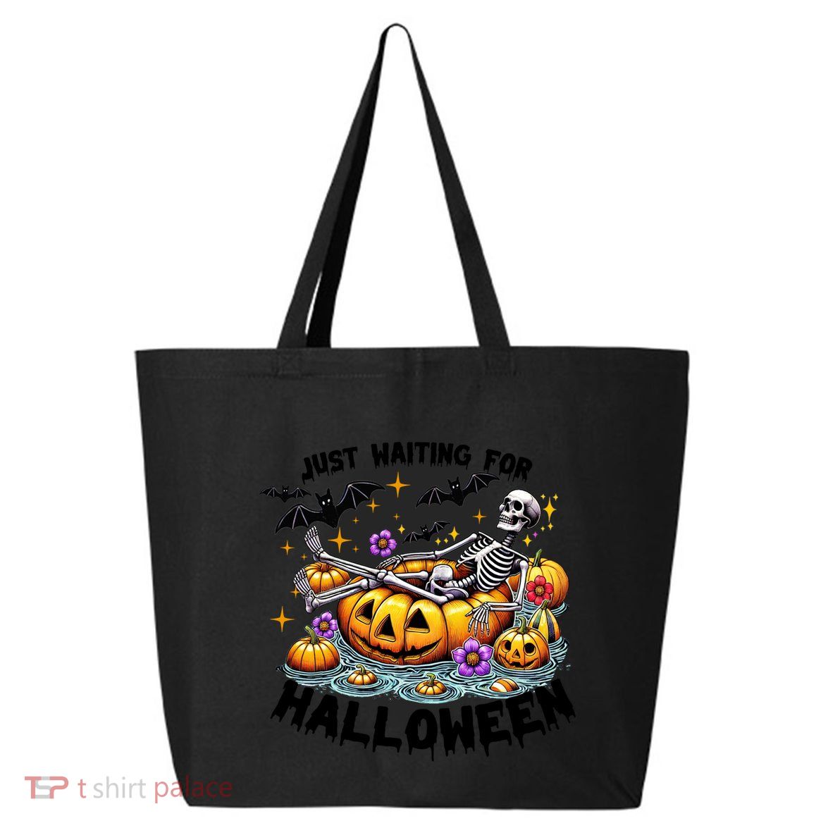 Skeleton Spooky Vibe Summer Funny Just Waiting For Halloween Funny Gift 25L Jumbo Tote
