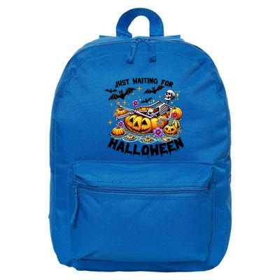 Skeleton Spooky Vibe Summer Funny Just Waiting For Halloween Funny Gift 16 in Basic Backpack