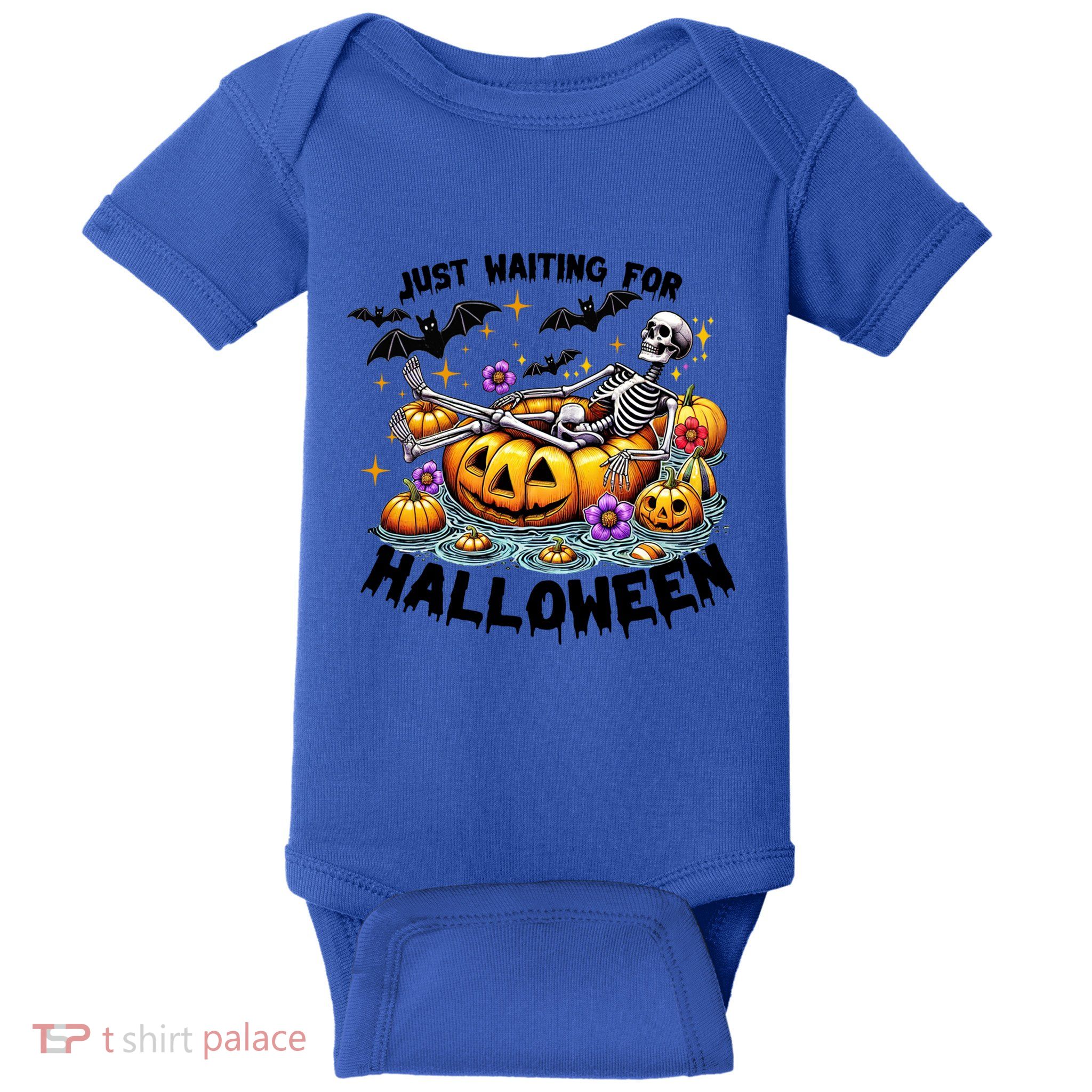 Skeleton Spooky Vibe Summer Funny Just Waiting For Halloween Funny Gift Baby Bodysuit