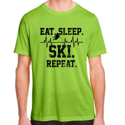 Skiing Ski Vintage Heartbeat Gift Adult ChromaSoft Performance T-Shirt