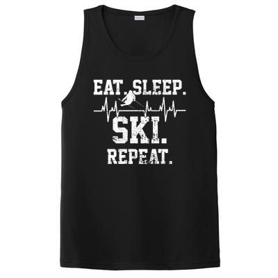 Skiing Ski Vintage Heartbeat Gift PosiCharge Competitor Tank