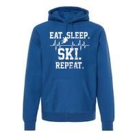 Skiing Ski Vintage Heartbeat Gift Premium Hoodie