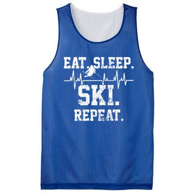 Skiing Ski Vintage Heartbeat Gift Mesh Reversible Basketball Jersey Tank