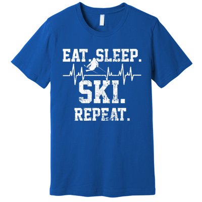 Skiing Ski Vintage Heartbeat Gift Premium T-Shirt