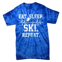 Skiing Ski Vintage Heartbeat Gift Tie-Dye T-Shirt