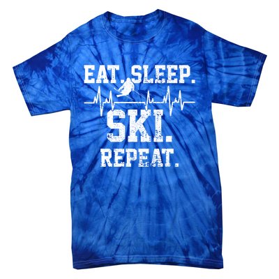 Skiing Ski Vintage Heartbeat Gift Tie-Dye T-Shirt