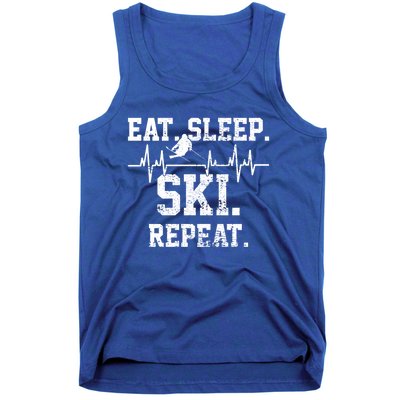 Skiing Ski Vintage Heartbeat Gift Tank Top