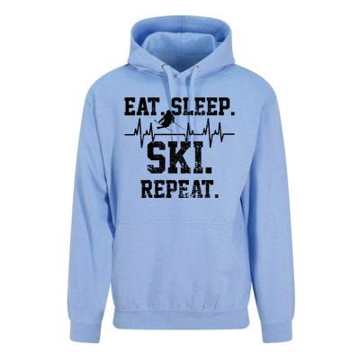 Skiing Ski Vintage Heartbeat Gift Unisex Surf Hoodie