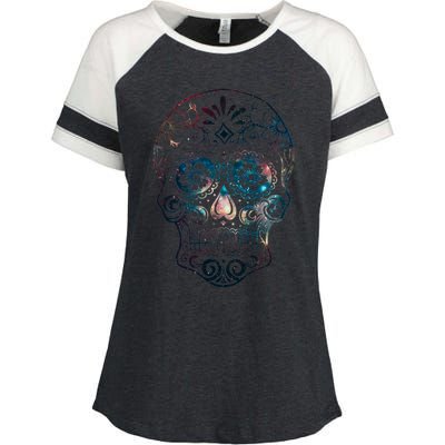 Sugar Skull V1 Enza Ladies Jersey Colorblock Tee