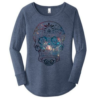 Sugar Skull V1 Women's Perfect Tri Tunic Long Sleeve Shirt