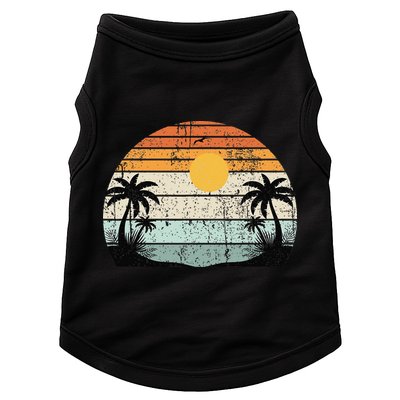 Sunshine Summer Vibes Palm Trees Beach Retro Tropical Summer Doggie Tank