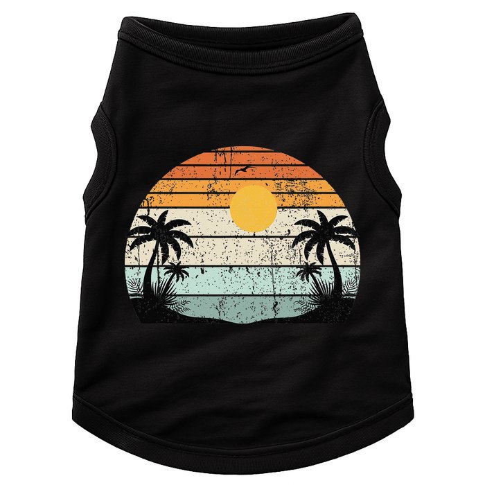 Sunshine Summer Vibes Palm Trees Beach Retro Tropical Summer Doggie Tank