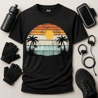 Sunshine Summer Vibes Palm Trees Beach Retro Tropical Summer Performance Shirt