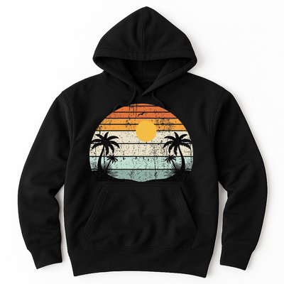 Sunshine Summer Vibes Palm Trees Beach Retro Tropical Summer Hoodie