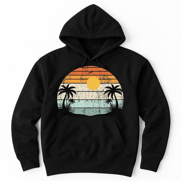 Sunshine Summer Vibes Palm Trees Beach Retro Tropical Summer Hoodie